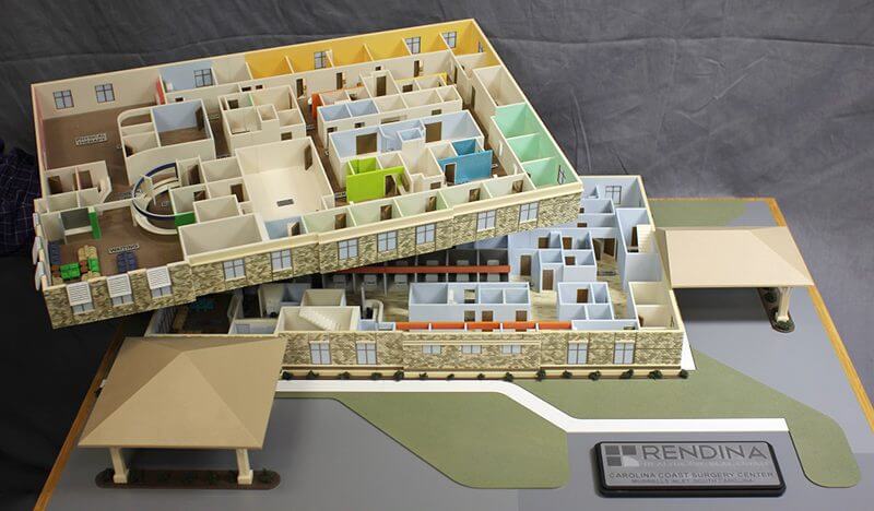 Color 3d print showing interior spaces of a surgery center full color 3d print with interiors of a surgery center