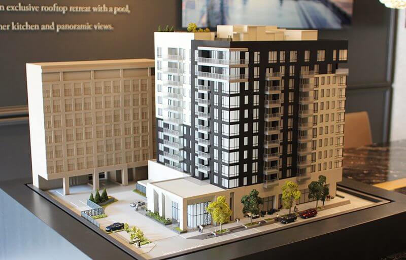 Cherry Creek, Denver Co. Real Estate Sales Office Model Real estate sales and leasing office with large architectural model