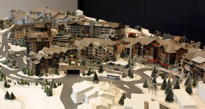 Highly detailed diorama model of resort complex at Snowmass, Aspen, Coloraod